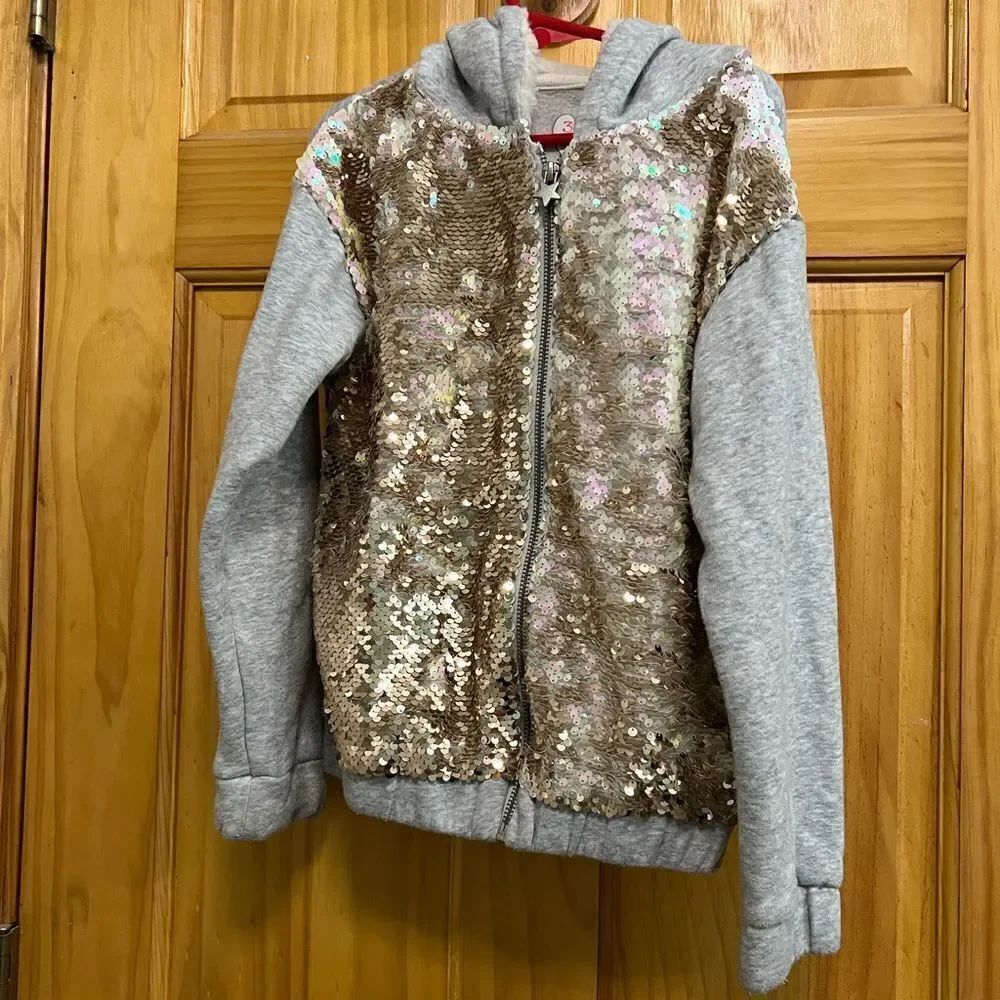 365 kids by garanimals flipable sequin zip up jacket size 8